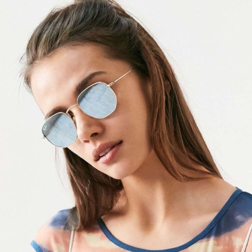 Like New Ray ban blue flash hexagonal sunglasses